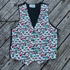 Idea Nuova Snowman Holiday Vest 90s Vintage Large Multicolor Christmas Print